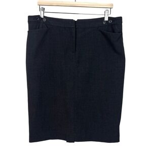 Norma Kamali Pencil Skirt Dark‎ Gray Mid Length Work Career Size 14